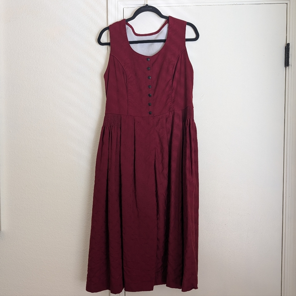 Vintage Burgundy Sleeveless Day Dress - Handmade, Italy